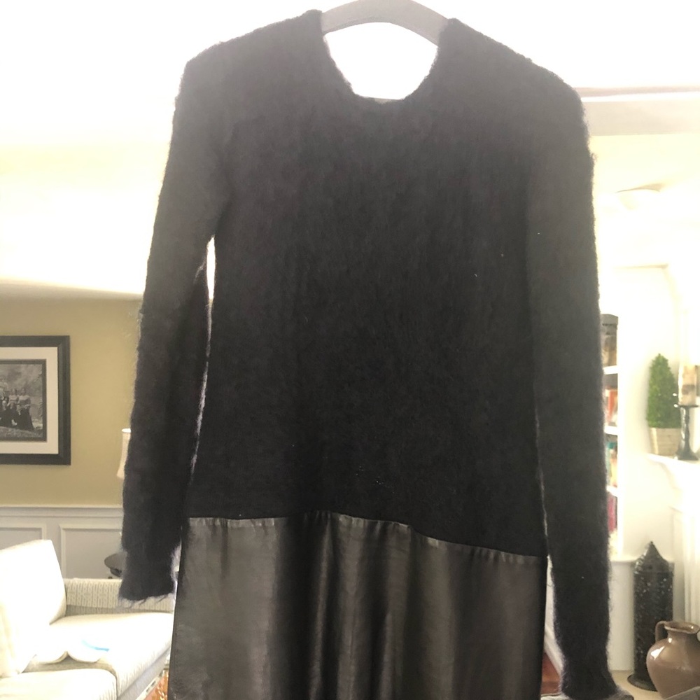 DVF dropwaist mini mohair/leather dress